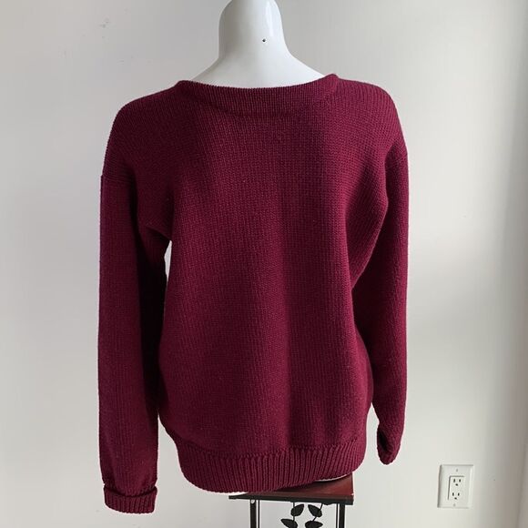 Recknit rare letterman vintage 100% burgundy wool heavy duty sweater, size XL - Picture 9 of 11